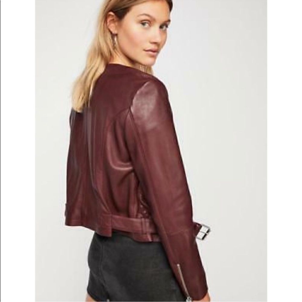 Free People Victory Leather Moto Jacket/Size M - Picture 5 of 12